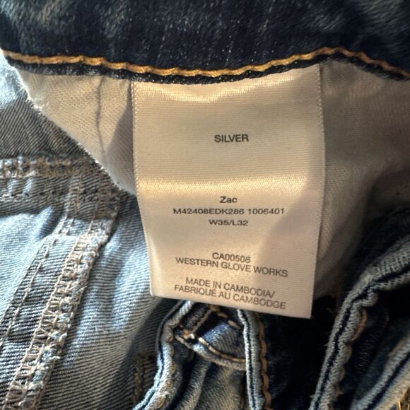 Silver Jeans Co Zac Relaxed‎ Straight Leg Jeans Mens 35/32 Blue Fade - Picture 4 of 12